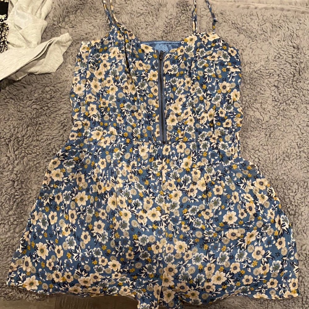Blue floral romper